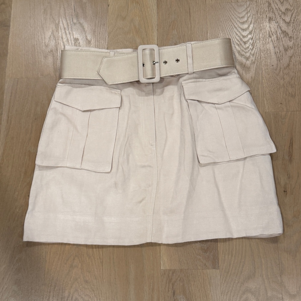 Shona Joy Cream Mini Cargo Skirt with Belt
